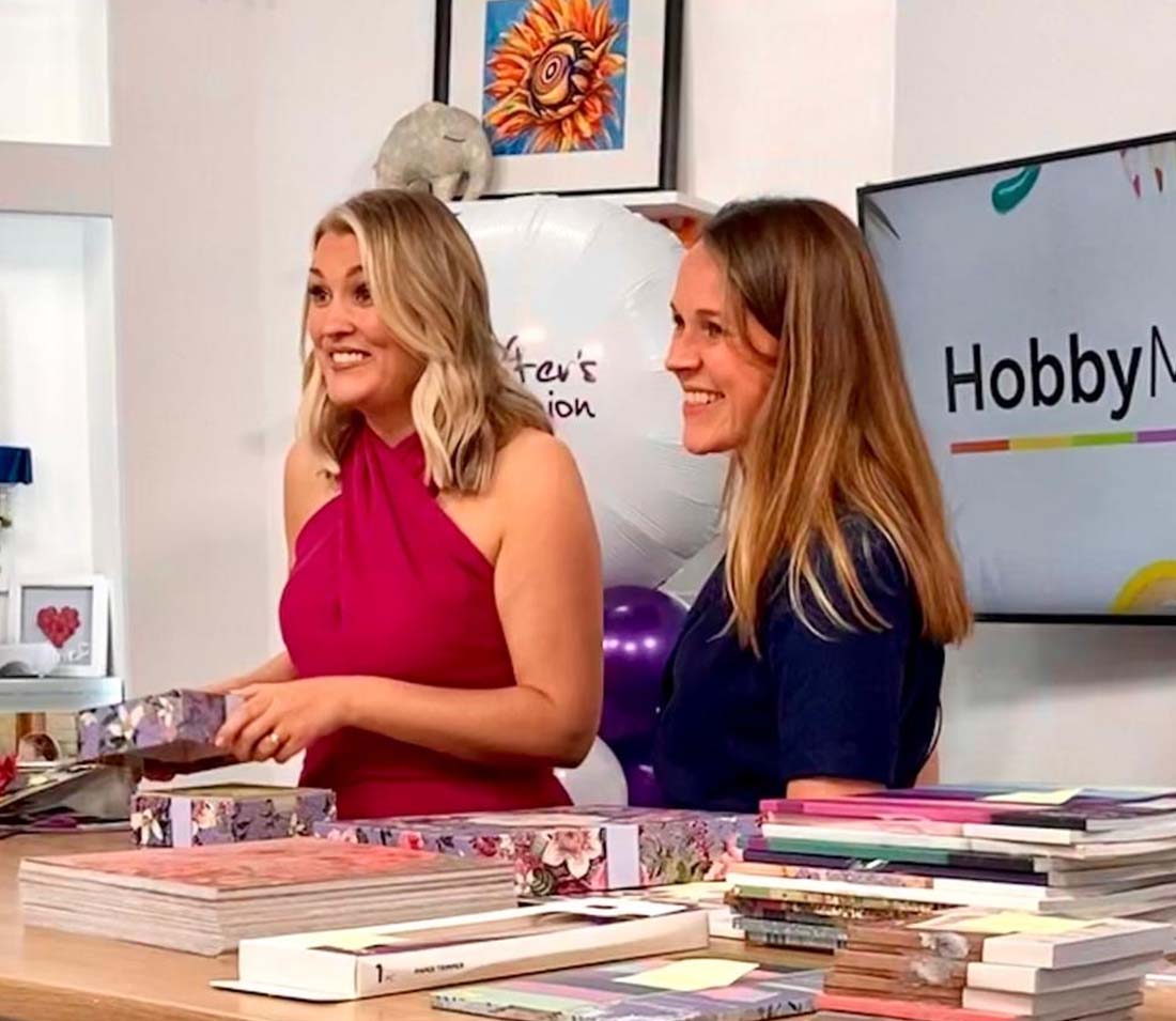 Sara and Rosie presenting in the studio